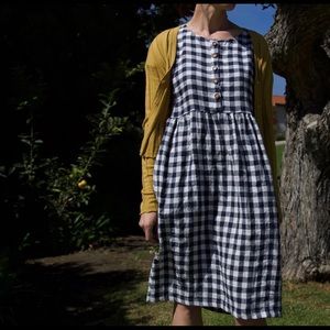 Pyne & Smith No 11 navy blue gingham dress